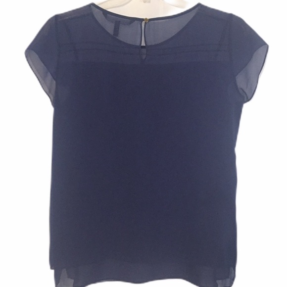 White House Black Market Sheer Tunic Blouse Sz 10 - Picture 2 of 4